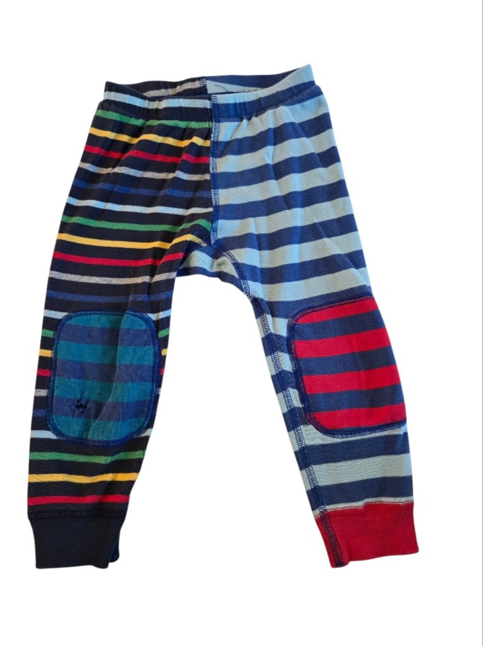 Hanna Andersson Striped Two-Tone Pajama Pants with Knee Patches